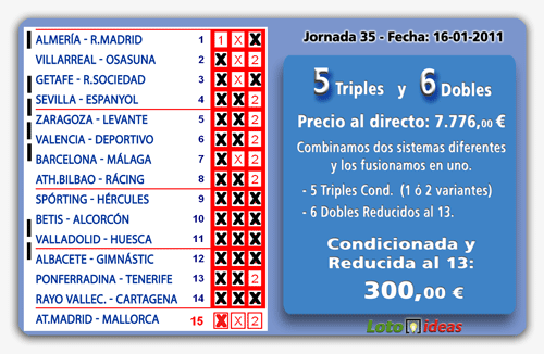 5 Triples y 6 Dobles al 13 por 300 euros 5 Triples y 6 Dobles al 13 por 300 euros