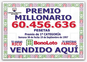 Bonoloto - Premio de 6 aciertos - 19 Septiembre 1997 Bonoloto - Premio de 6 aciertos - 19 Septiembre 1997
